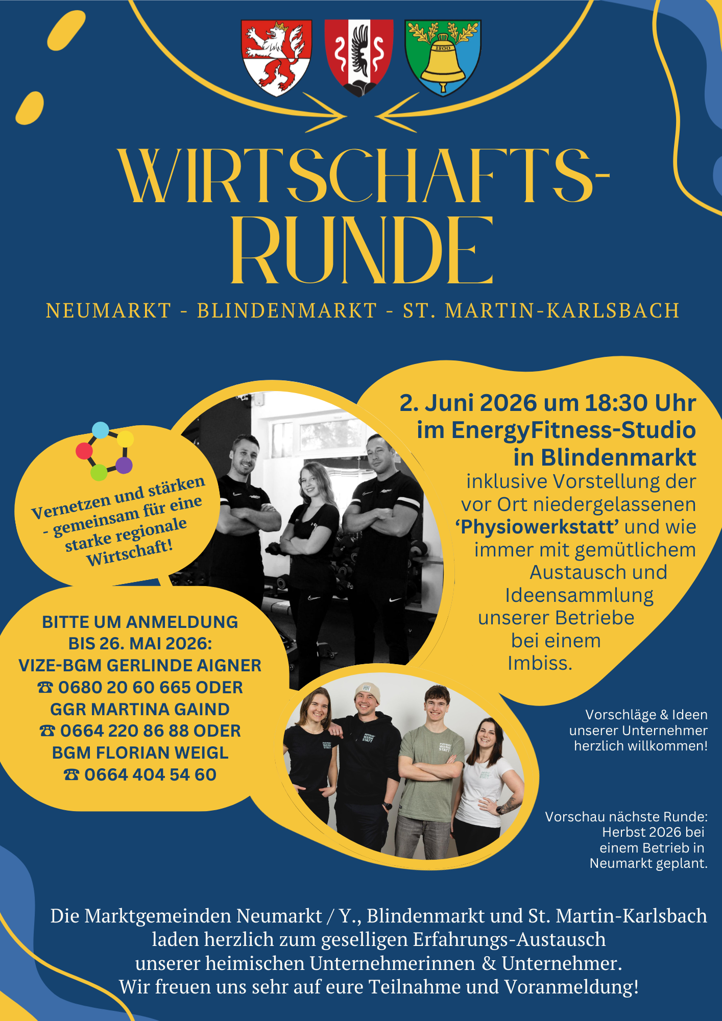 Einladung: Wirtschaftsrunde in Blindenmarkt im Juni 2026