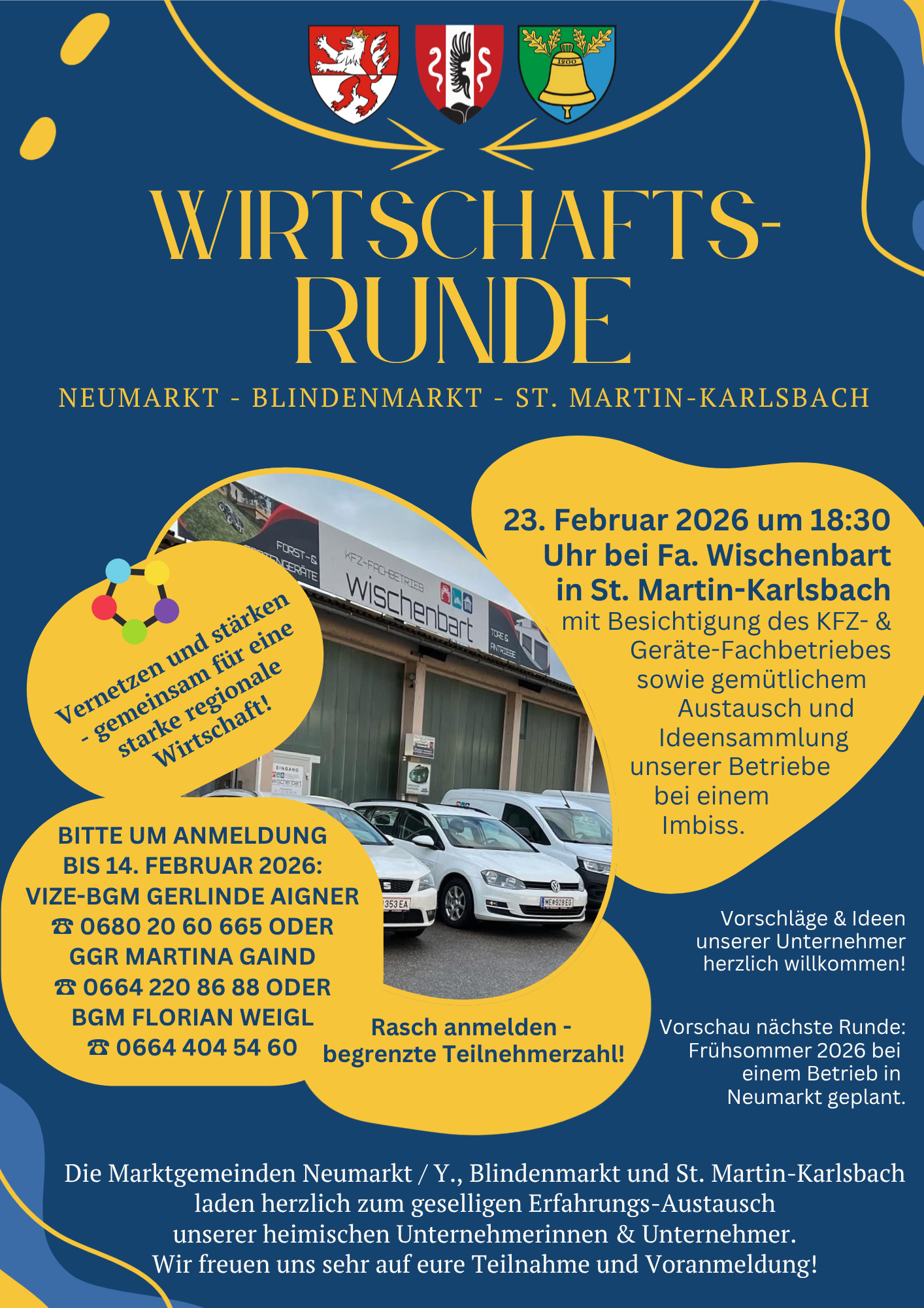Einladung: Wirtschaftsrunde in St. Martin-Karlsbach im Februar 2026