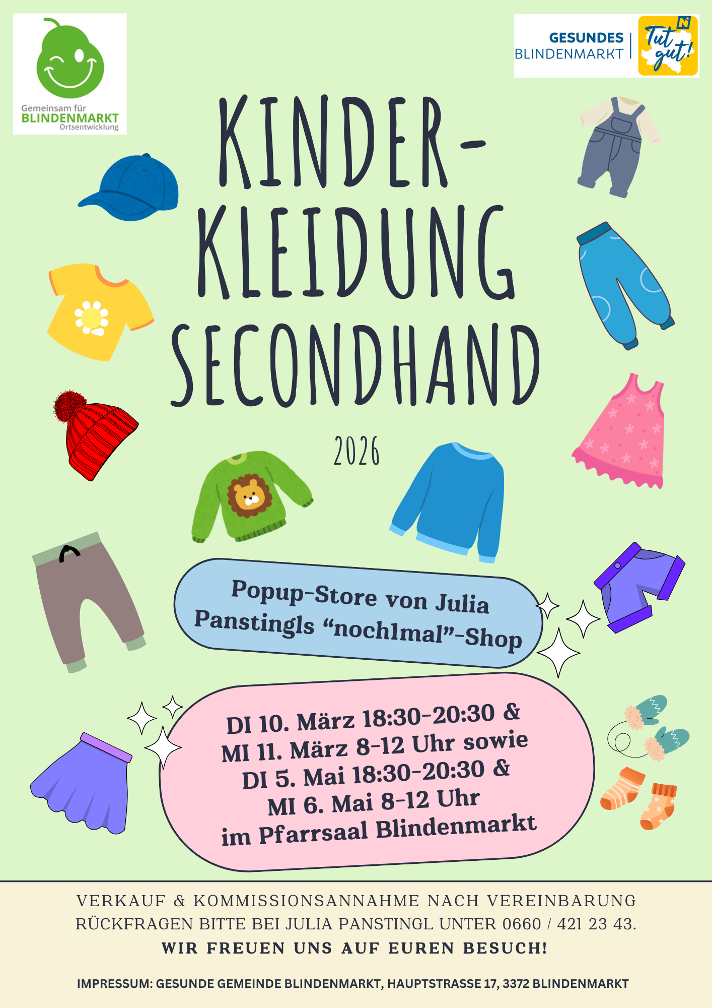 Beliebter Popup-Store für Secondhand-Kinderkleidung auch 2026 in Blindenmarkt